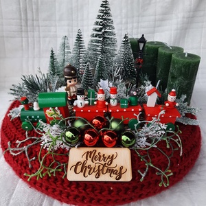 Adventi szett vonattal - karácsony - adventi díszek - adventi asztaldísz - Meska.hu
