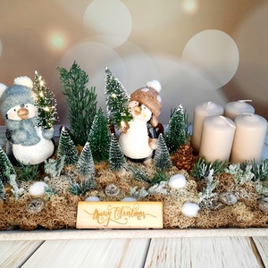 Sapis pingvinek adventi dekor - Meska.hu
