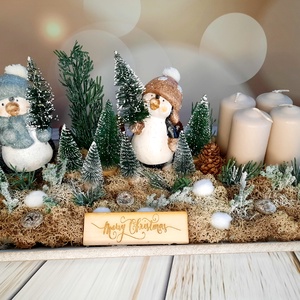 Sapis pingvinek adventi dekor - karácsony - adventi díszek - adventi asztaldísz - Meska.hu