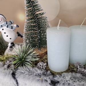 Adventi asztaldísz hóemberrel - karácsony - karácsonyi lakásdekoráció - karácsonyi lakásdíszek - Meska.hu