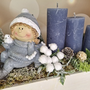 Adventi asztaldísz manóval, Karácsony, Karácsonyi lakásdekoráció, Karácsonyi lakásdíszek, Virágkötés, MESKA