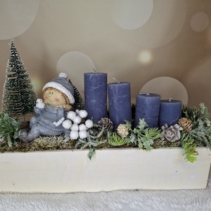 Adventi asztaldísz manóval - karácsony - karácsonyi lakásdekoráció - karácsonyi lakásdíszek - Meska.hu