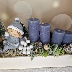 Adventi asztaldísz manóval - karácsony - karácsonyi lakásdekoráció - karácsonyi lakásdíszek - Meska.hu