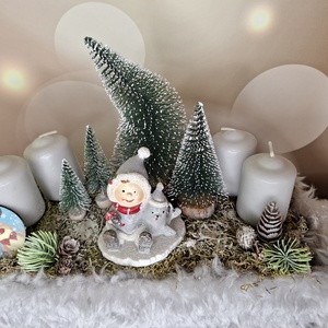 Adventi asztaldísz manóval - karácsony - karácsonyi lakásdekoráció - karácsonyi lakásdíszek - Meska.hu