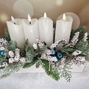 Adventi asztaldísz led gyertyával - karácsony - karácsonyi lakásdekoráció - karácsonyi lakásdíszek - Meska.hu