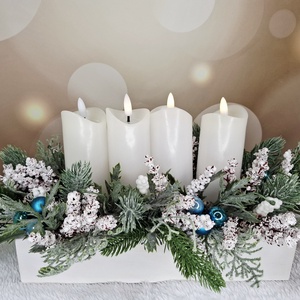 Adventi asztaldísz led gyertyával - karácsony - karácsonyi lakásdekoráció - karácsonyi lakásdíszek - Meska.hu
