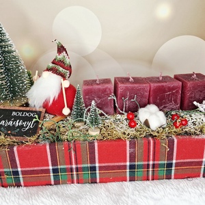 Adventi asztaldísz manóval - karácsony - karácsonyi lakásdekoráció - karácsonyi lakásdíszek - Meska.hu