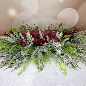 Adventi asztaldísz bordó gyertyával - karácsony - karácsonyi lakásdekoráció - karácsonyi lakásdíszek - Meska.hu