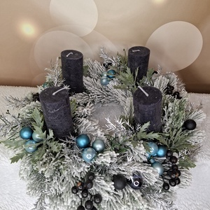 Adventi koszorú fekete gyertyával, Karácsony, Karácsonyi lakásdekoráció, Karácsonyi lakásdíszek, Virágkötés, MESKA