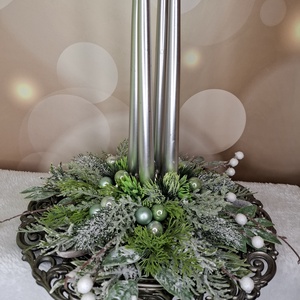 Adventi koszorú hosszú gyertyával, Karácsony, Karácsonyi lakásdekoráció, Karácsonyi lakásdíszek, Virágkötés, MESKA