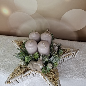 Adventi koszorú őzikével, Karácsony, Karácsonyi lakásdekoráció, Karácsonyi lakásdíszek, Virágkötés, MESKA