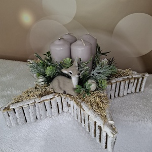 Adventi koszorú őzikével - karácsony - karácsonyi lakásdekoráció - karácsonyi lakásdíszek - Meska.hu