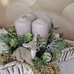 Adventi koszorú őzikével - karácsony - karácsonyi lakásdekoráció - karácsonyi lakásdíszek - Meska.hu