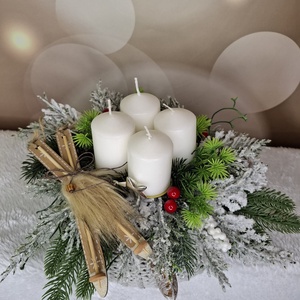 Adventi koszorú síléccel - karácsony - karácsonyi lakásdekoráció - karácsonyi lakásdíszek - Meska.hu
