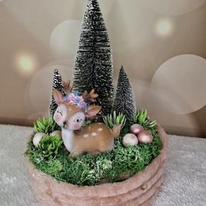 Adventi koszorú őzikével, Karácsony, Karácsonyi lakásdekoráció, Karácsonyi lakásdíszek, Virágkötés, MESKA