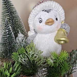Adventi asztaldísz pingvinnel - karácsony - karácsonyi lakásdekoráció - karácsonyi lakásdíszek - Meska.hu