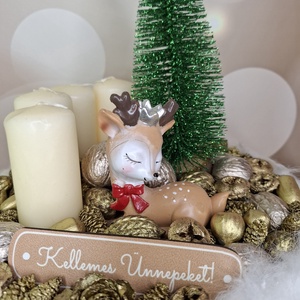 Adventi koszorú őzikével - karácsony - karácsonyi lakásdekoráció - karácsonyi lakásdíszek - Meska.hu