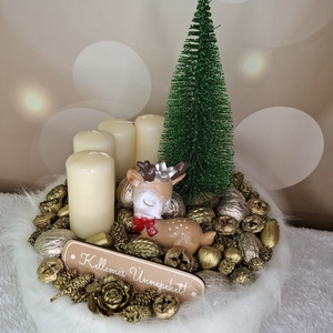 Adventi koszorú őzikével - karácsony - karácsonyi lakásdekoráció - karácsonyi lakásdíszek - Meska.hu