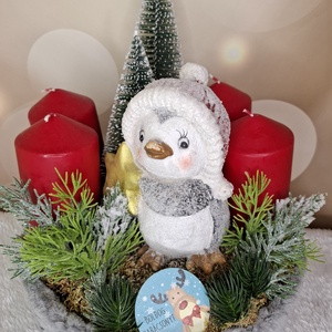 Adventi asztaldísz pingvinnel - Meska.hu