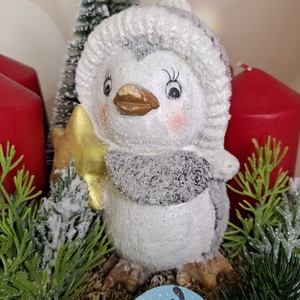 Adventi asztaldísz pingvinnel - karácsony - karácsonyi lakásdekoráció - karácsonyi lakásdíszek - Meska.hu