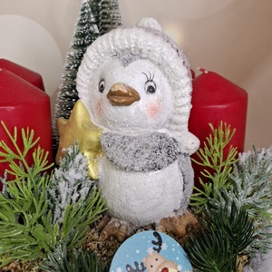 Adventi asztaldísz pingvinnel - karácsony - karácsonyi lakásdekoráció - karácsonyi lakásdíszek - Meska.hu