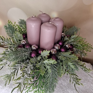 Lila Adventi asztaldísz - karácsony - karácsonyi lakásdekoráció - karácsonyi lakásdíszek - Meska.hu