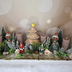 Adventi koszorú diótörővel - karácsony - karácsonyi lakásdekoráció - karácsonyi lakásdíszek - Meska.hu