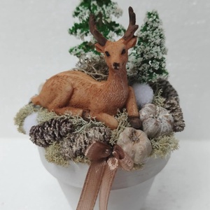 Szarvasos díszecske - karácsony - karácsonyi lakásdekoráció - ünnepi asztaldekoráció - Meska.hu