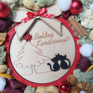 Cica kedvelőknek kopogtató piros - otthon & életmód - dekoráció - ajtó- és ablak dekoráció - ajtódísz & kopogtató - Meska.hu