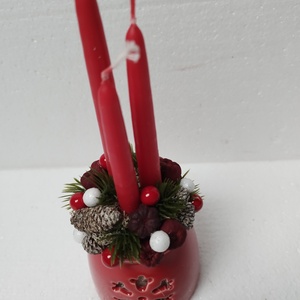 Karácsonyi dísz gyertyával - karácsony - karácsonyi lakásdekoráció - karácsonyi lakásdíszek - Meska.hu