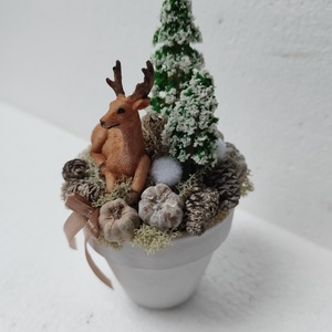 Szarvasos díszecske - karácsony - karácsonyi lakásdekoráció - ünnepi asztaldekoráció - Meska.hu