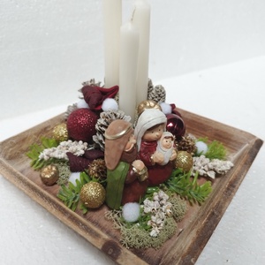 Betlehemi gyertyás asztaldísz - karácsony - karácsonyi lakásdekoráció - ünnepi asztaldekoráció - Meska.hu