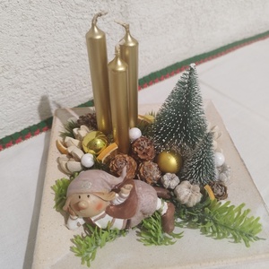 Manós asztaldísz gyertyával  - karácsony - karácsonyi lakásdekoráció - ünnepi asztaldekoráció - Meska.hu