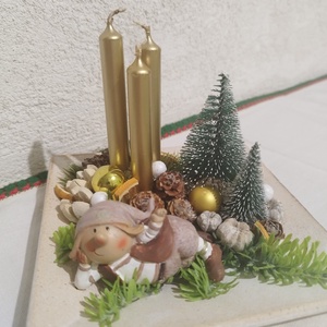 Manós asztaldísz gyertyával  - karácsony - karácsonyi lakásdekoráció - ünnepi asztaldekoráció - Meska.hu
