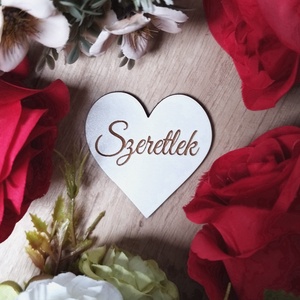 Szeretlek szív alakú fa tábla , Kellékek & szerszámok, Fa, Egyéb fatermék, Virágkötés, MESKA