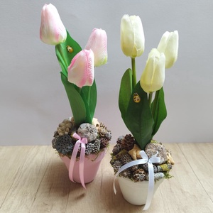 Tulipános tavaszi asztaldísz - otthon & életmód - dekoráció - asztal és polc dekoráció - asztaldísz - Meska.hu