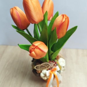 Tulipános tavaszi asztaldísz - otthon & életmód - dekoráció - asztal és polc dekoráció - asztaldísz - Meska.hu