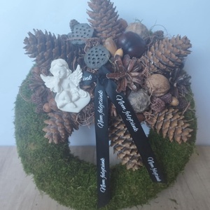 Moha koszorú 30cm (kegyeleti dísz, sírdísz), Otthon & Életmód, Vallás, Temetkezési tárgy, Virágkötés, Gipszöntés, MESKA