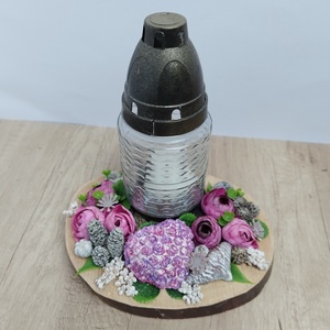 Fa korongos  kegyeleti dísz (sírdísz), Otthon & Életmód, Vallás, Temetkezési tárgy, Temetői gyertyák, mécsesek, Virágkötés, Gipszöntés, MESKA