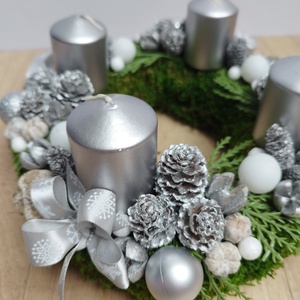 Adventi koszorú ezüst - karácsony - adventi díszek - adventi koszorú - Meska.hu