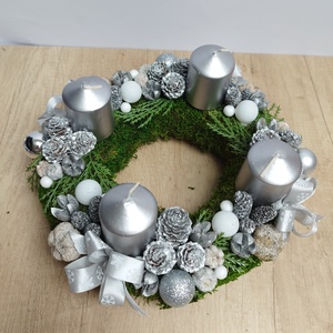 Adventi koszorú ezüst - karácsony - adventi díszek - adventi koszorú - Meska.hu