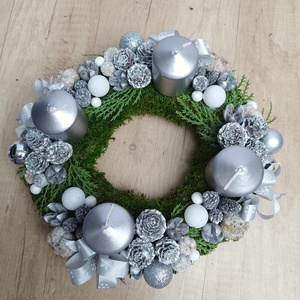 Adventi koszorú ezüst - karácsony - adventi díszek - adventi koszorú - Meska.hu