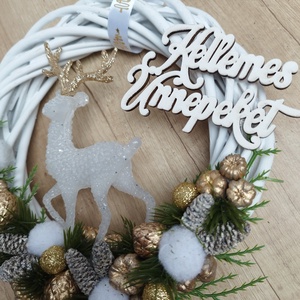 Vesszőkoszorú szarvassal - otthon & életmód - dekoráció - ajtó- és ablak dekoráció - ajtódísz & kopogtató - Meska.hu