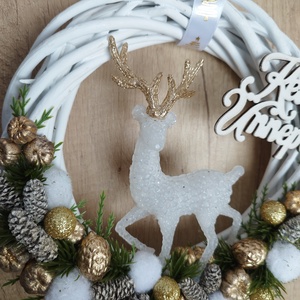 Vesszőkoszorú szarvassal - otthon & életmód - dekoráció - ajtó- és ablak dekoráció - ajtódísz & kopogtató - Meska.hu