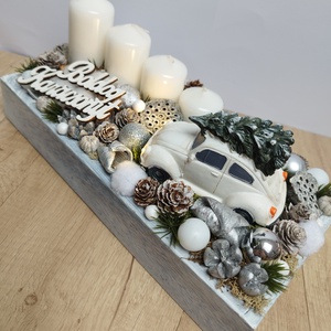 Adventi asztaldísz világítós autóval - karácsony - adventi díszek - adventi gyertyadíszek és koszorúdíszek - Meska.hu