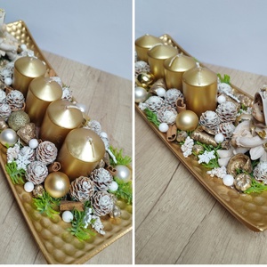 Angyalkás adventi arany tál - karácsony - adventi díszek - adventi asztaldísz - Meska.hu