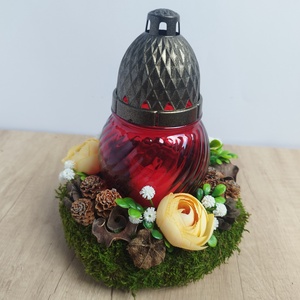 Moha koszorú mécsessel 15cm (Sírdísz, kegyeleti dísz) - Meska.hu