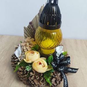 Toboz koszorú (20cm) mécsessel  - otthon & életmód - vallás - temetkezési tárgy - sírkoszorú, kegyeleti koszorú - Meska.hu