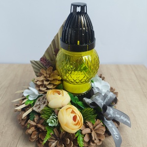 Toboz koszorú (20cm) mécsessel  - otthon & életmód - vallás - temetkezési tárgy - sírkoszorú, kegyeleti koszorú - Meska.hu