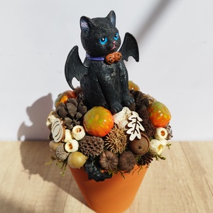 Halloween-i cica � őszi asztaldísz  - otthon & életmód - dekoráció - asztal és polc dekoráció - asztaldísz - Meska.hu